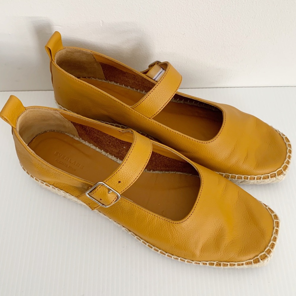 EUC Everlane The Mary Jane Leather Espadrilles Flat Loafer Size 9.5